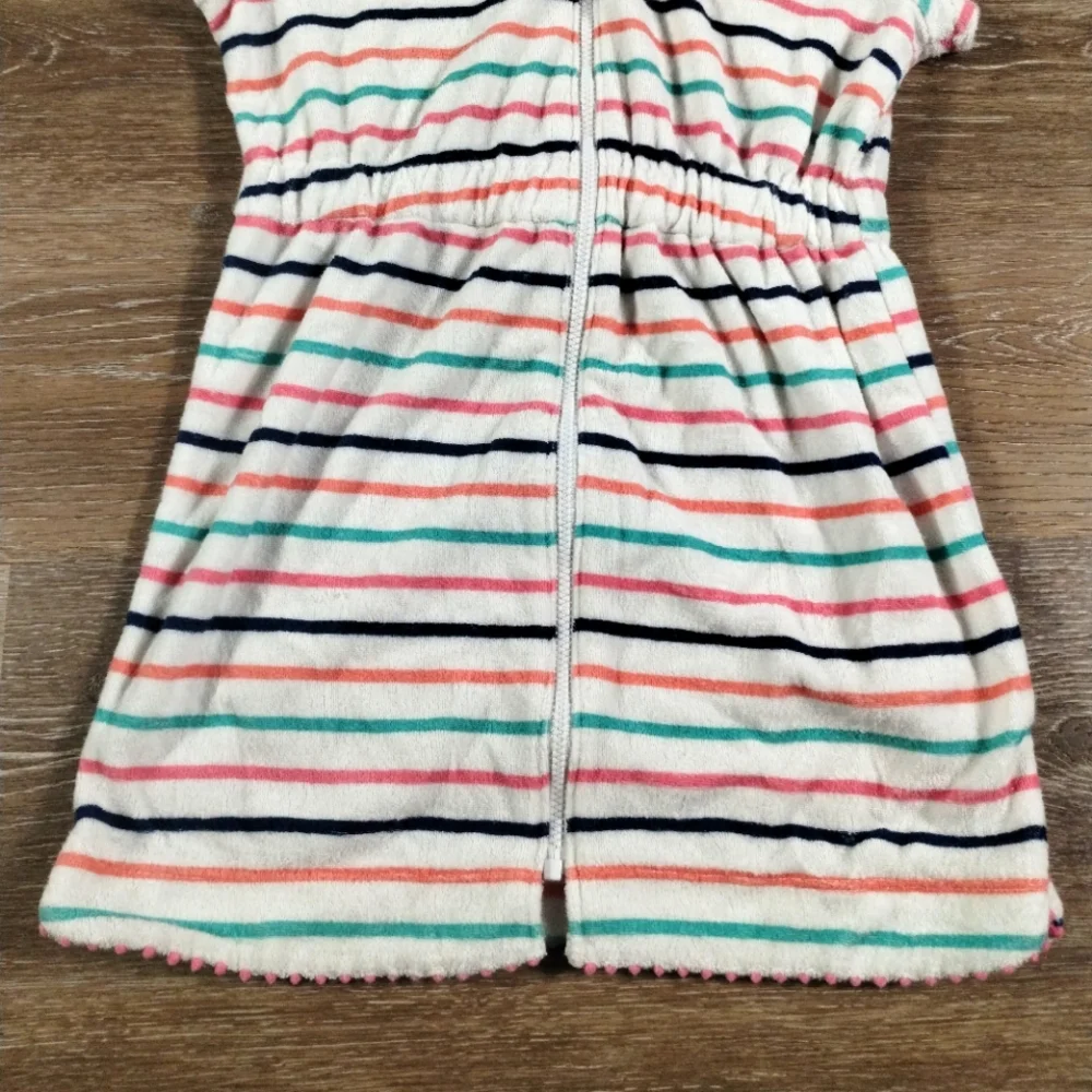 Carter's Girls Hooded Cover-Up Zip Up Striped Colorful Size 5T - Picture 5 of 16